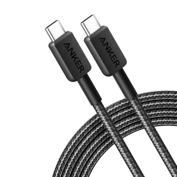 Anker 322 USB-C to USB-C Cable 60W Braided (1.8m/6ft) – Black, A81F6H11