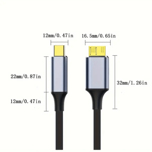 USB-C To Micro-B Hard Drive Cable – Fast Data Transfer – 1 Meter - Image 2