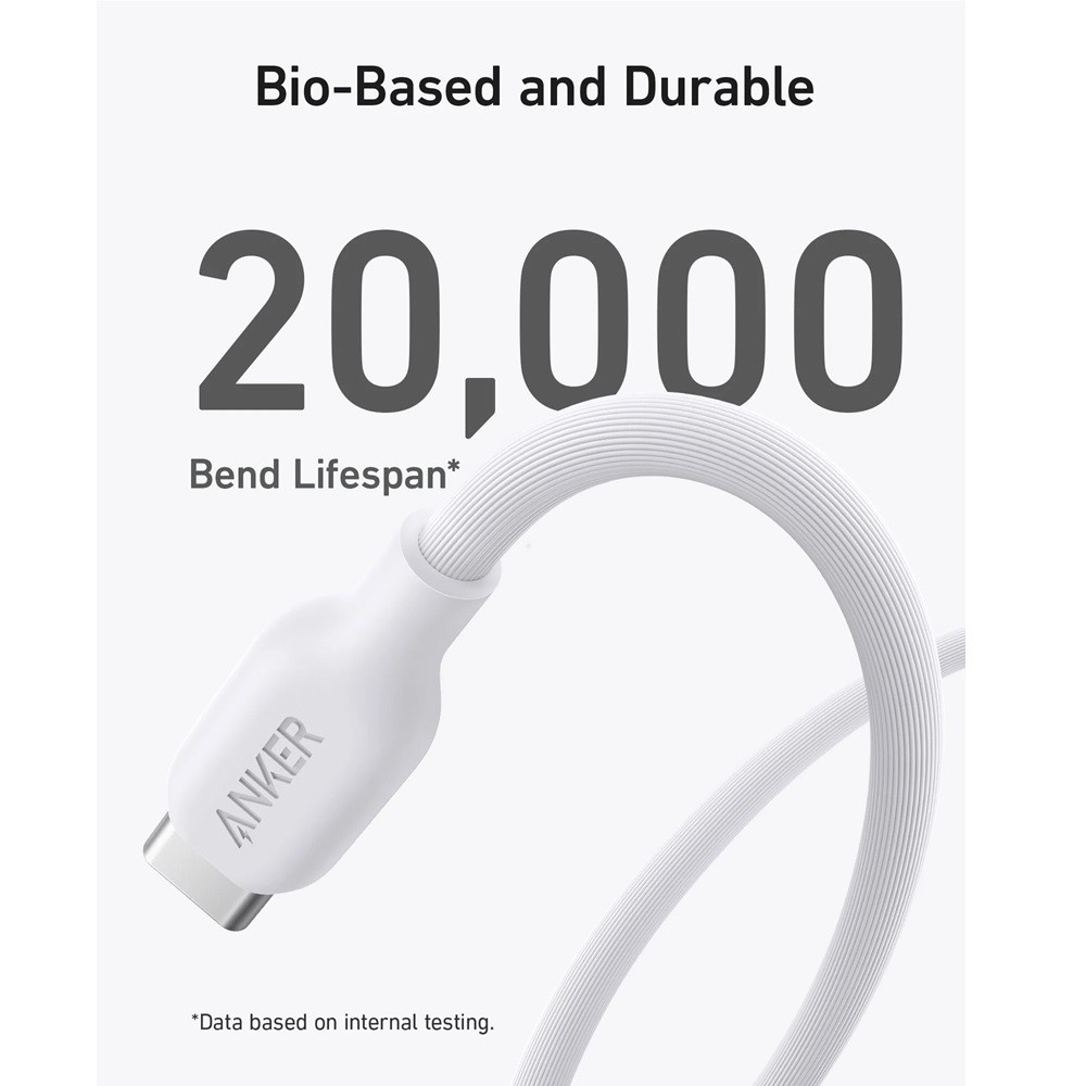 Anker 544 USB-C to USB-C Cable 140W -Bio-Based -3ft -White -A80F1H21 - Image 3