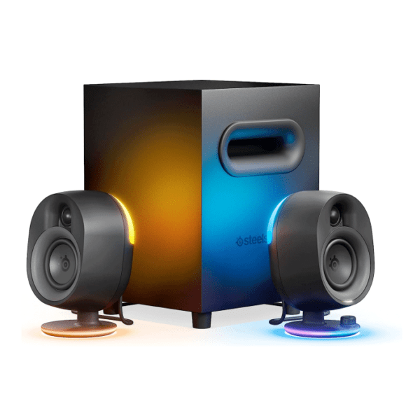 SteelSeries Arena 7 Illuminated 2.1 Gaming Speakers Powerful Bass Subwoofer Bluetooth PC PlayStation Mobile & Mac
