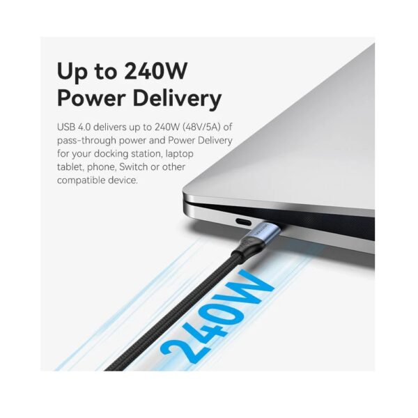 Vention TAVHF USB-C 4.0 Cable Male to Male 8K@60Hz, PD 240W, 40Gbps, 1m, - Image 3