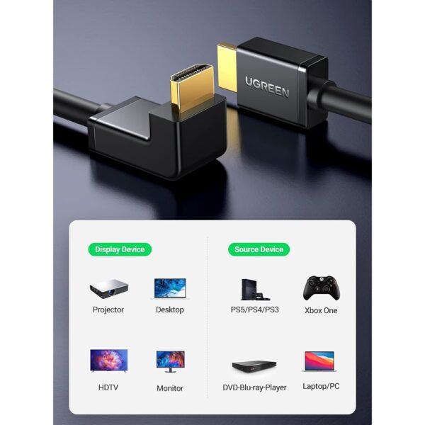 UGREEN 10173 HDMI Cable, Right Angle, 4K 60Hz, 90 Degree – 2m - Image 2