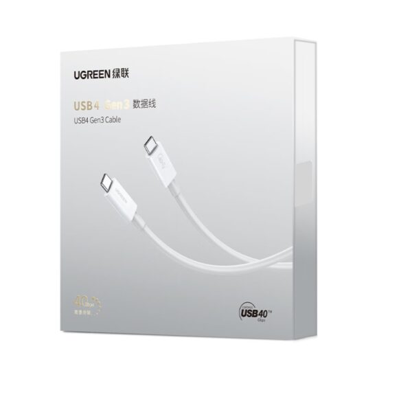 UGREEN 40113 USB 4 Gen 3 Cable 0.8m, USB-C M/M, 100W, 8K 60Hz, 40Gb/s