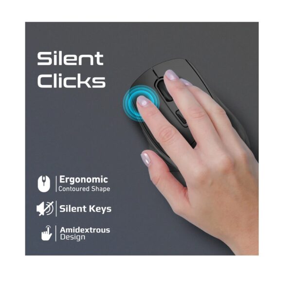 PROMATE Samit Ergonomic Silent Click Wireless Mouse Thumb rest – Black - Image 3