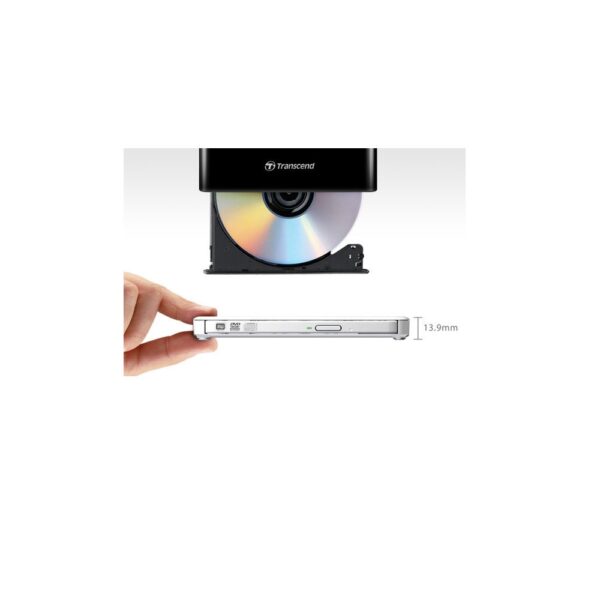 Transcend Slim Portable DVD Writer, USB Powered (White) - Image 2