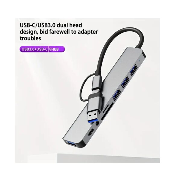 Dual USB-C USB-A 3.0 8in1 HUB Aluminum Shell