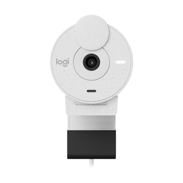 Logitech Brio 300 Full HD Webcam with Privacy Shutter – White Noise-reducing mic USB-C