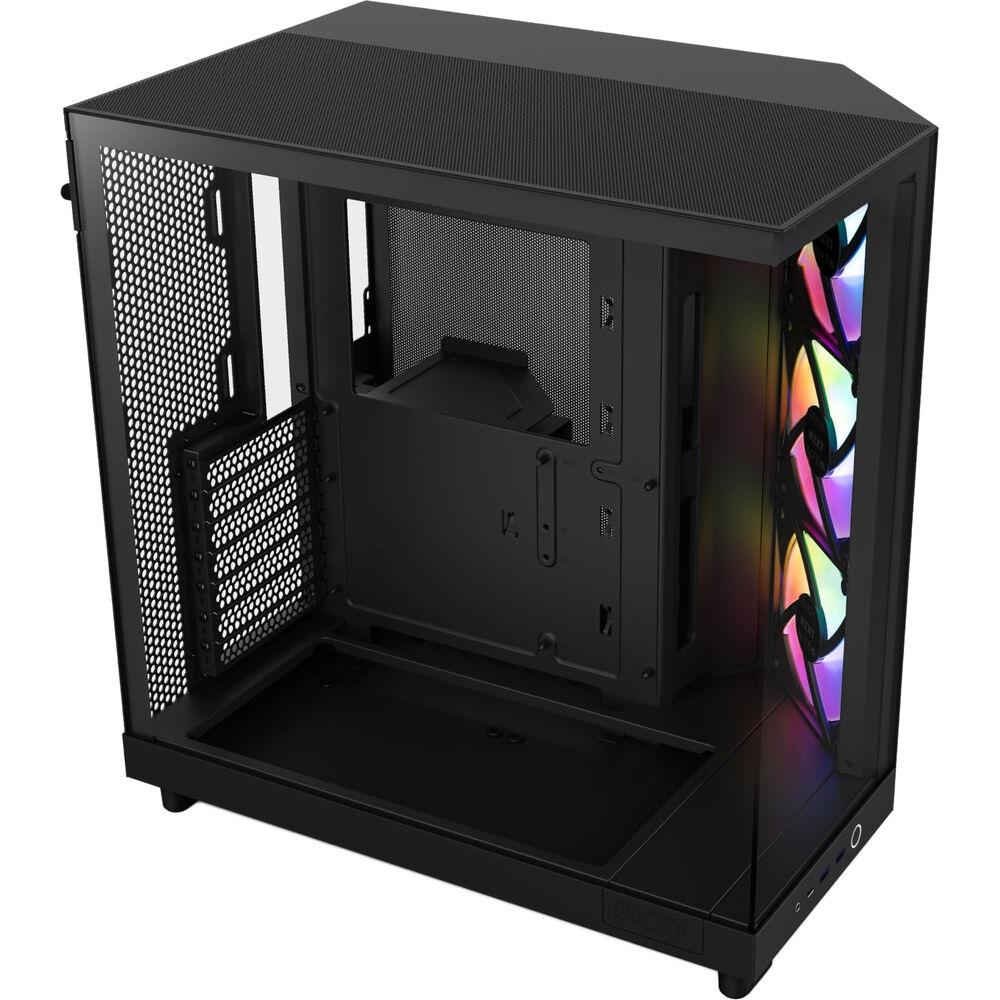 NZXT H6 Flow RGB Compact Dual-Chamber Mid-Tower Airflow Case with RGB 3-Fans, Black - Image 3