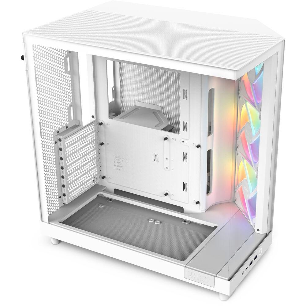 NZXT H6 Flow RGB Compact Dual-Chamber Mid-Tower Airflow Case with RGB 3-Fans, White - Image 3