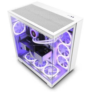 NZXT H9 Flow Dual-Chamber Mid-Tower Airflow Case – White