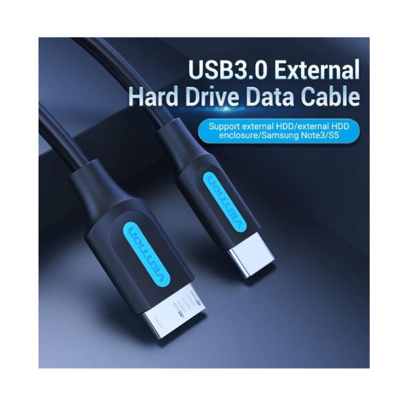 Vention USB-C Male to USB Micro-B Male Cable (M/M), 1m - Image 2