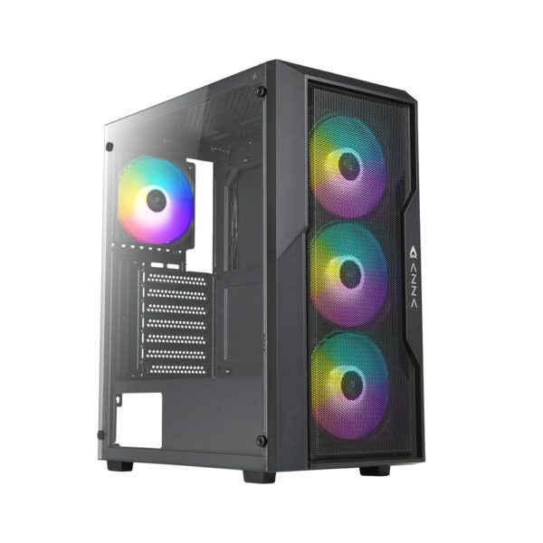 AZZA CSAZ-290 Fighter Mid Tower Gaming PC Case – 4-Fans, Black