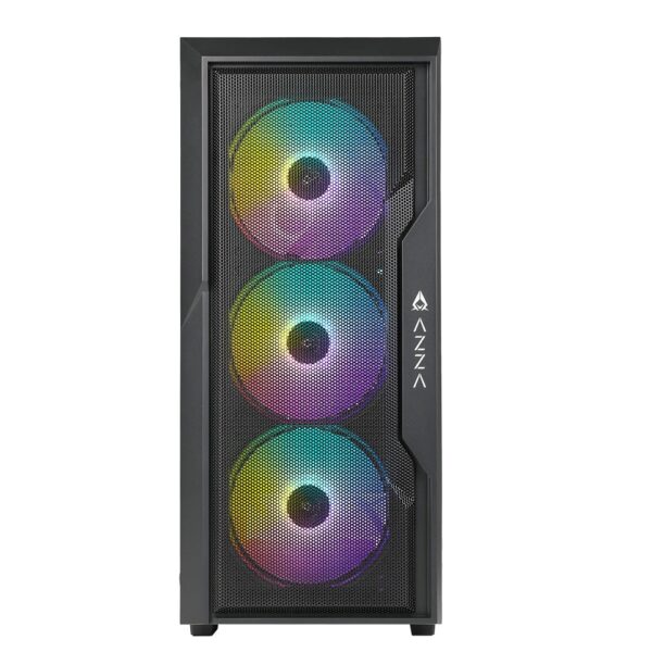 AZZA CSAZ-290 Fighter Mid Tower Gaming PC Case – 4-Fans, Black - Image 2