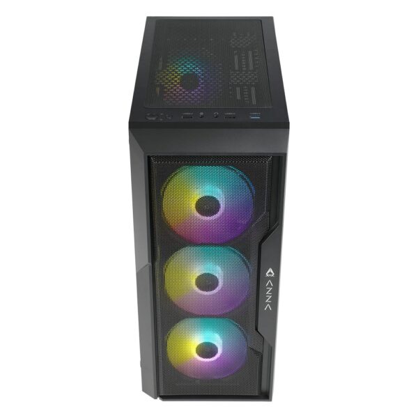 AZZA CSAZ-290 Fighter Mid Tower Gaming PC Case – 4-Fans, Black - Image 3
