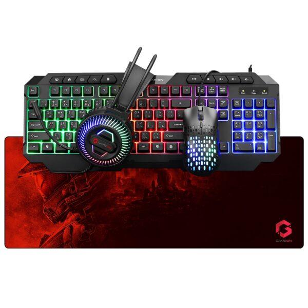 GameOn Cypher XL 4in1 Gaming Bundle, Headset, Mouse, Mousepad, Membrane Keyboard