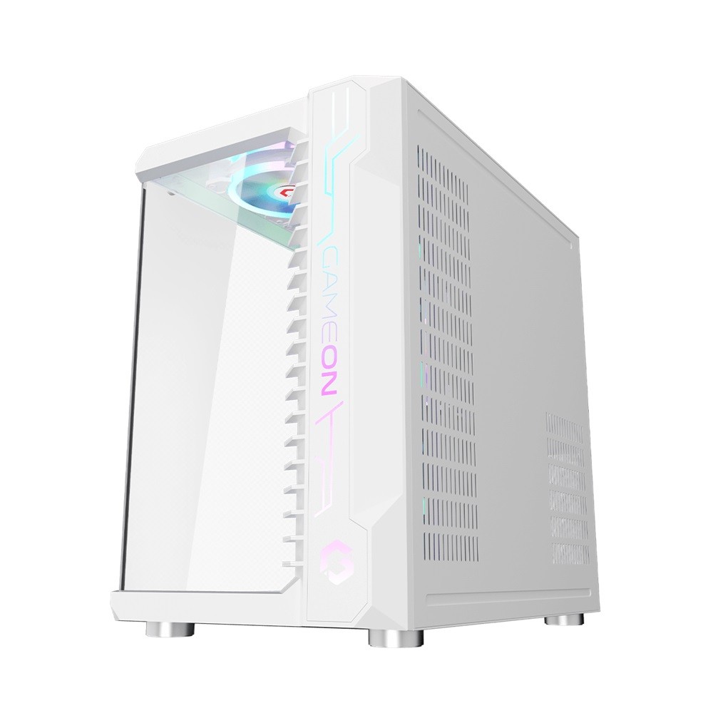 GameOn Emperor Arctic III Series Mid Tower Gaming Case – White (7-Fans)