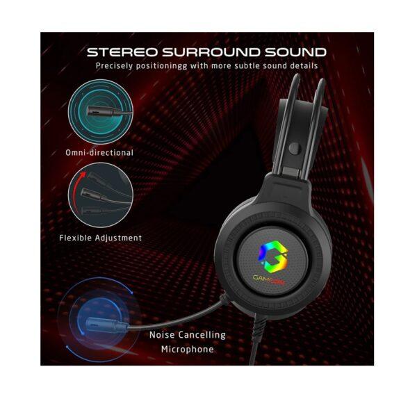 GameOn GOT101 Shadowfire RGB Gaming Headset – Black - Image 2