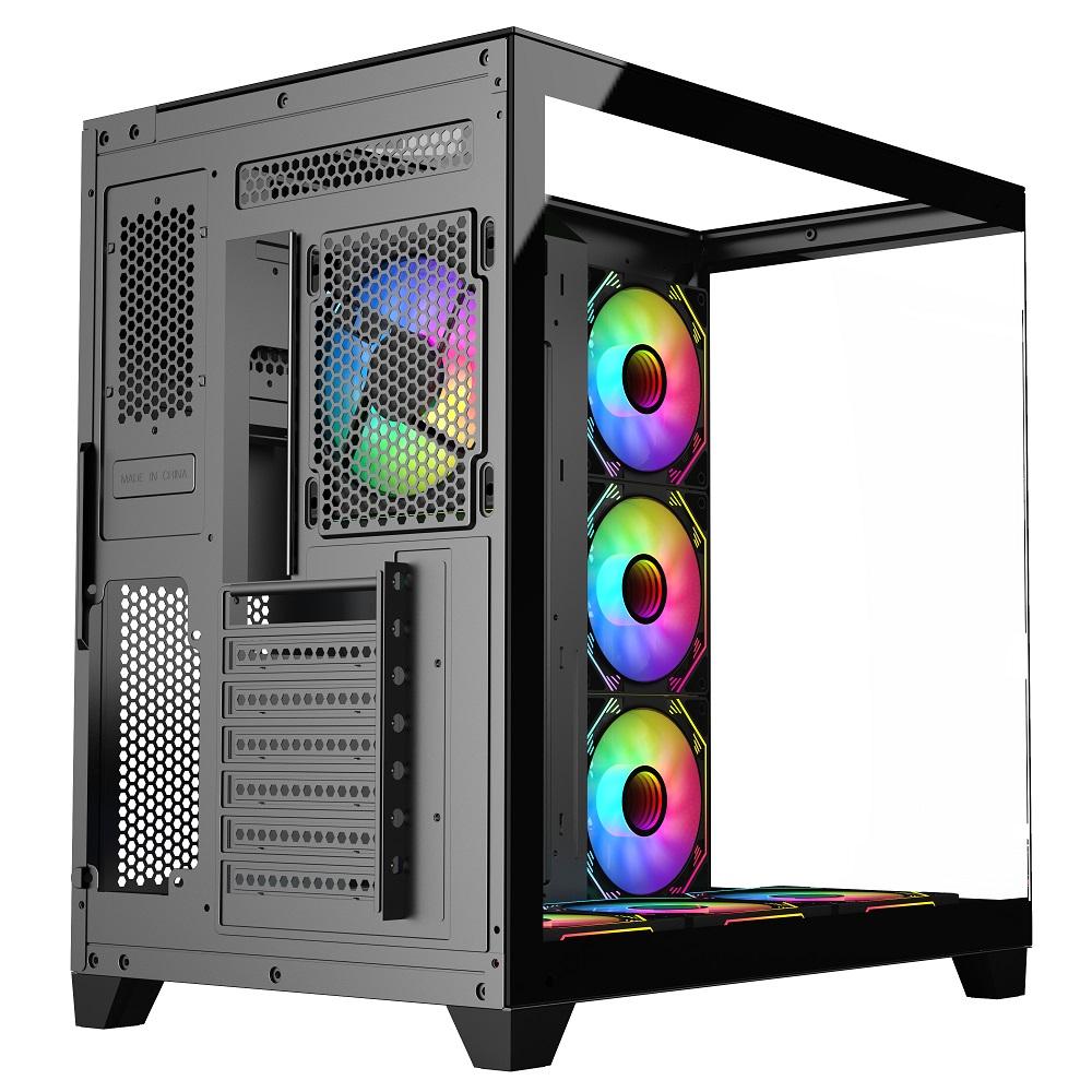 Sharx PROFIN GX700B Mid Tower Gaming PC Case – Black (7-Fans) - Image 3