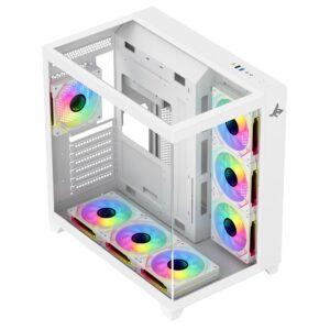 Sharx PROFIN GX700W Mid Tower Gaming PC Case – White (7-Fans)