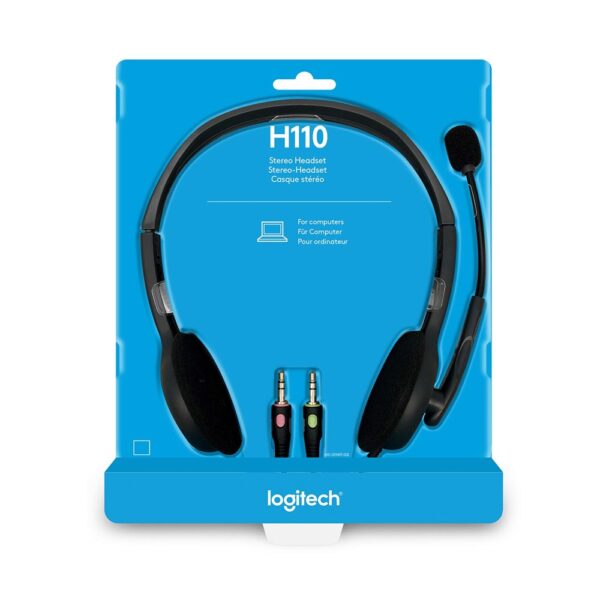 Logitech H110 Headset with Mic, 3.5mm dual plug