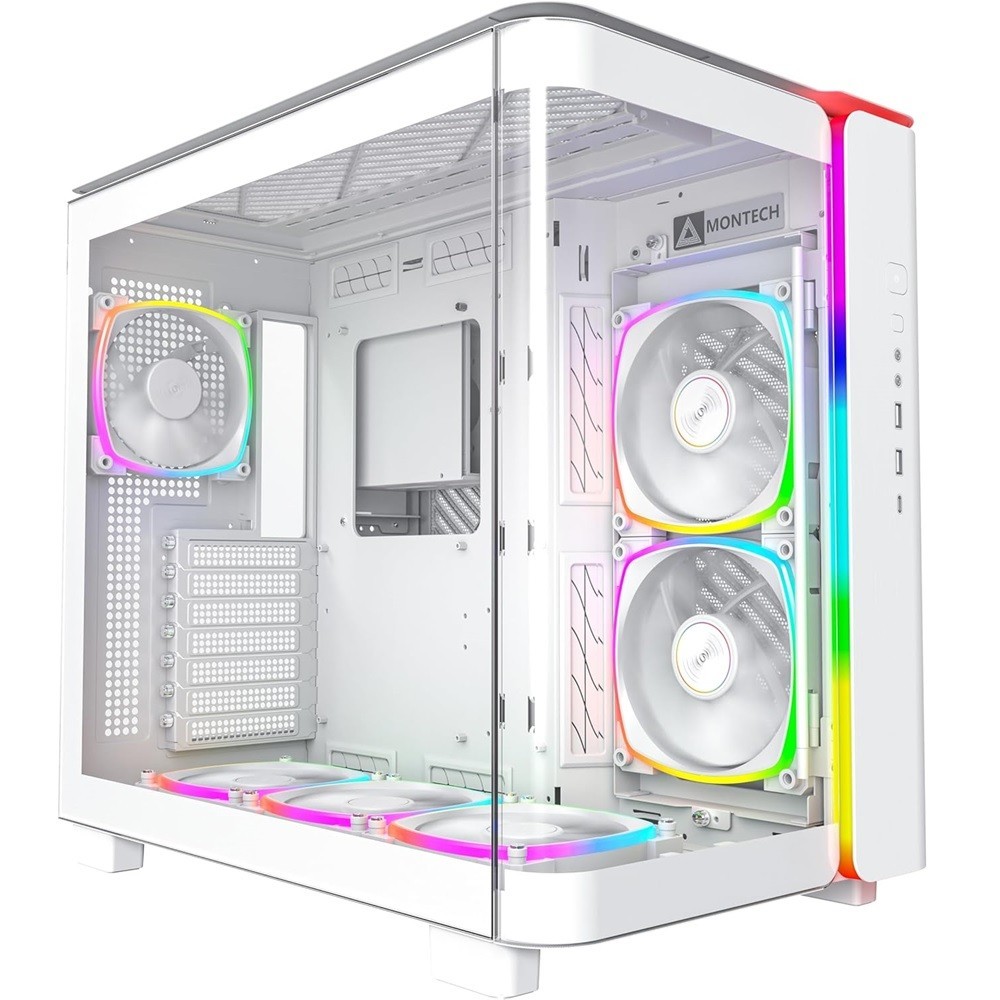 Montech King 95 Pro White Mid Tower PC Case, 6-Fans RGB