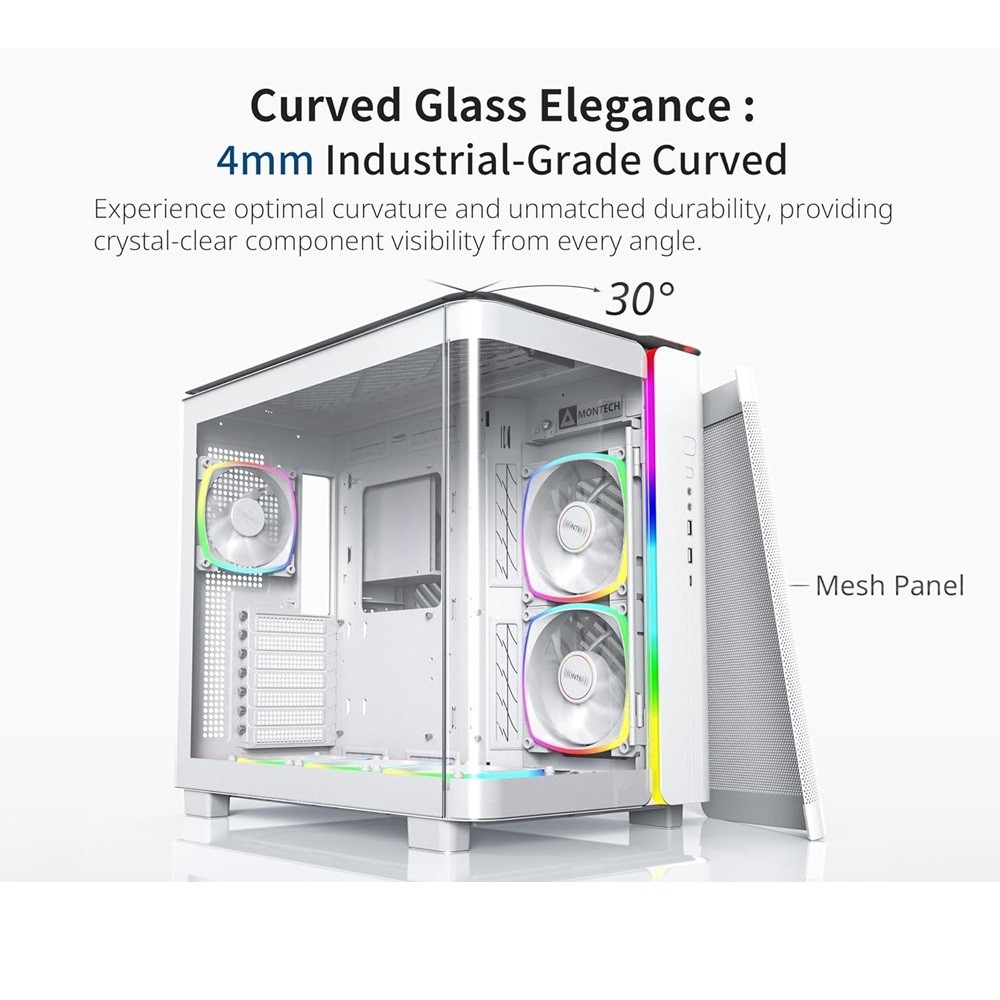 Montech King 95 Pro White Mid Tower PC Case, 6-Fans RGB - Image 5