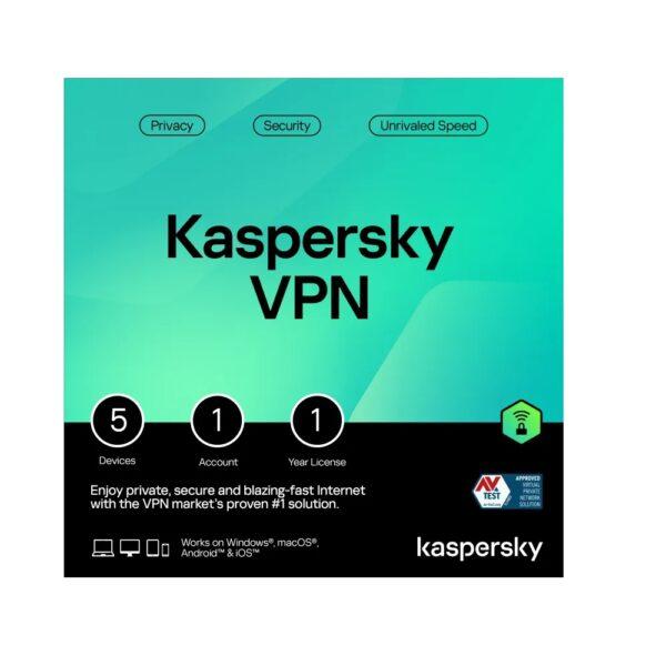Kaspersky VPN 5 Devices, 1 User – 1 Year, Arabic/English