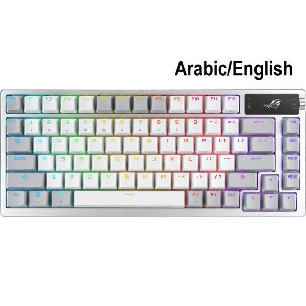 ASUS M701 ROG AZOTH Gaming Custom Mechanical 75 Keyboard, White, NX Snow Switch – Arabic/English
