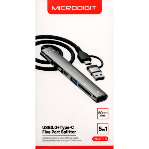 MicroDigit MR373UT USB-C & USB3.0 5in1 Docking Station Hub Multi Port Adapter