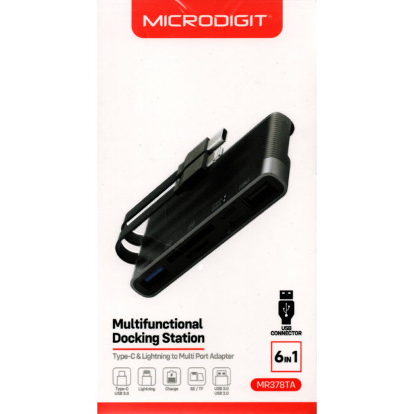 MicroDigit MR378TA USB-C & Lightning 6in1 Docking Station Multifunctional Hub Multi Port Adapter - Image 2
