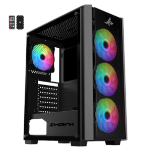 Sharx STRIKER S200B Mid Tower Gaming PC Case – Black (4-Fans)