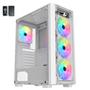Sharx STRIKER S200W Mid Tower Gaming PC Case – White (4-Fans)