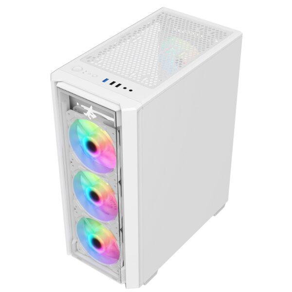 Sharx STRIKER S200W Mid Tower Gaming PC Case – White (4-Fans) - Image 4