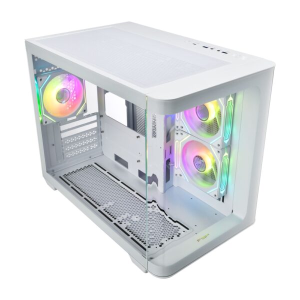 FSP S380 Mid Tower mATX PC Case Curved Glass – White (3-Fans) - Image 2