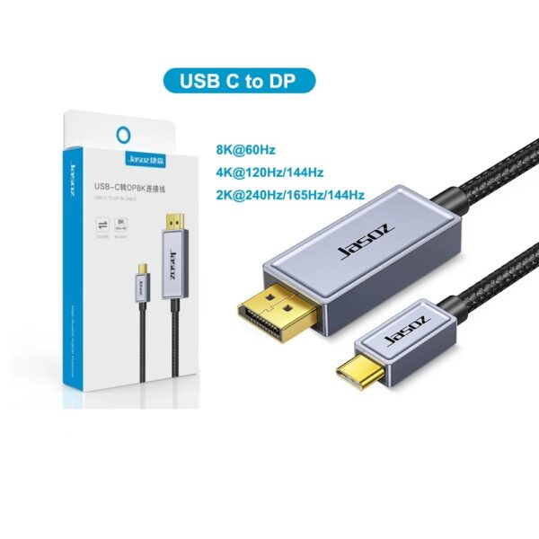 Jasoz A329 USB-C to DisplayPort 8K@60Hz Cable, USB Type-C to DP 1.4 – 1.8m