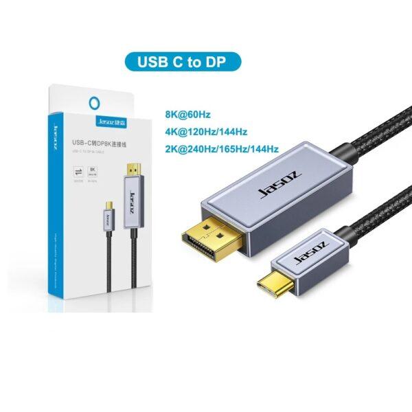 Jasoz A329 USB-C to DisplayPort 8K@60Hz Cable, USB Type-C to DP 1.4 – 1.8m