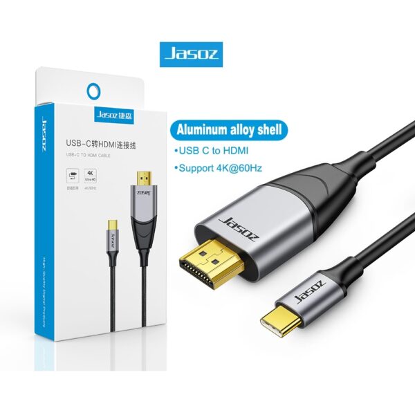 Jasoz H102 USB-C to HDMI 4K@60Hz Cable, USB Type-C to HDMI 2.0 – 1.8m