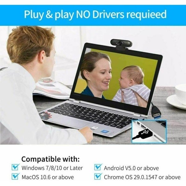 Webcam Full HD 1080p Microphone Mountable Camera - Image 3