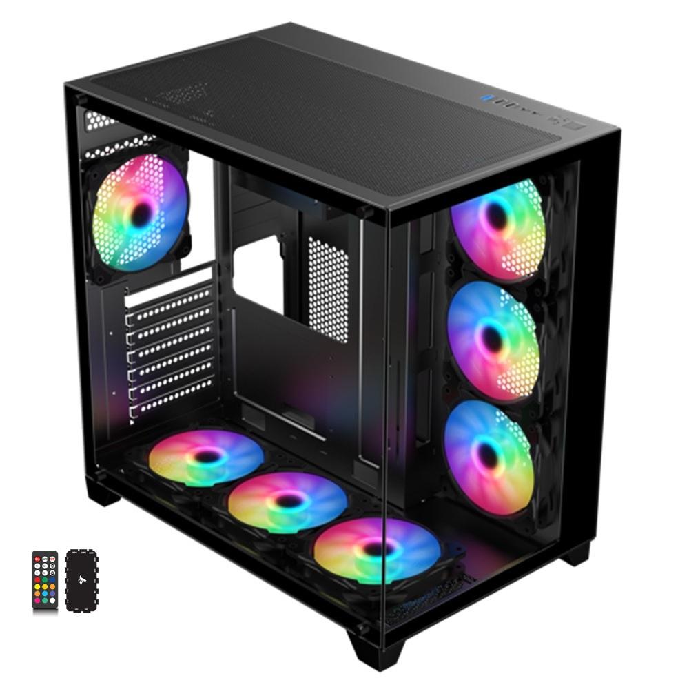 Sharx PROFIN XI700B Mid Tower Gaming PC Case – Black (7-Fans)