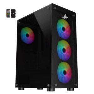Sharx ZEPHYR Z200 Mid Tower Gaming PC Case – Black (4-Fans)