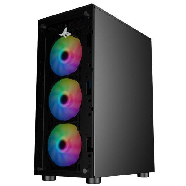 Sharx ZEPHYR Z200 Mid Tower Gaming PC Case – Black (4-Fans) - Image 3