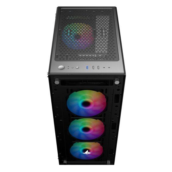 Sharx ZEPHYR Z200 Mid Tower Gaming PC Case – Black (4-Fans) - Image 4