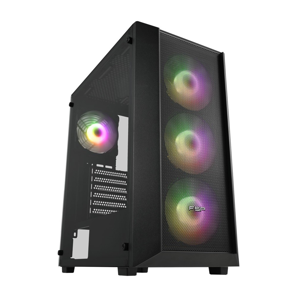 FSP CMT218 Mid Tower PC Case – Black (4-Fans)