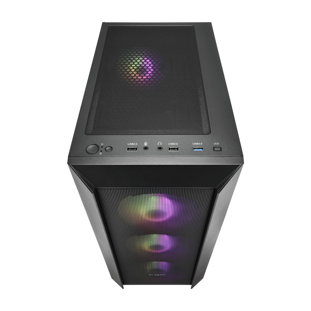 FSP CMT218 Mid Tower PC Case – Black (4-Fans) - Image 2