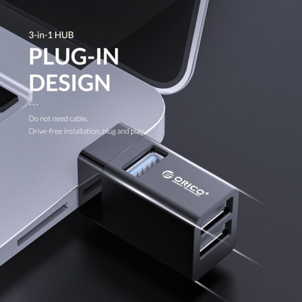 Orico U32 Mini USB hub with 3 USB-A ports - Image 4