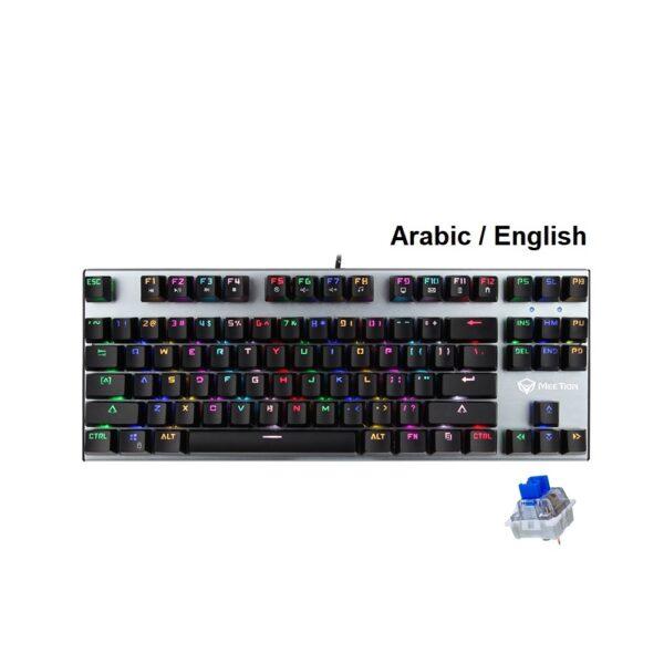 MeeTion MK04 TKL RGB Mechanical Gaming Keyboard, Blue Switch – Arabic English