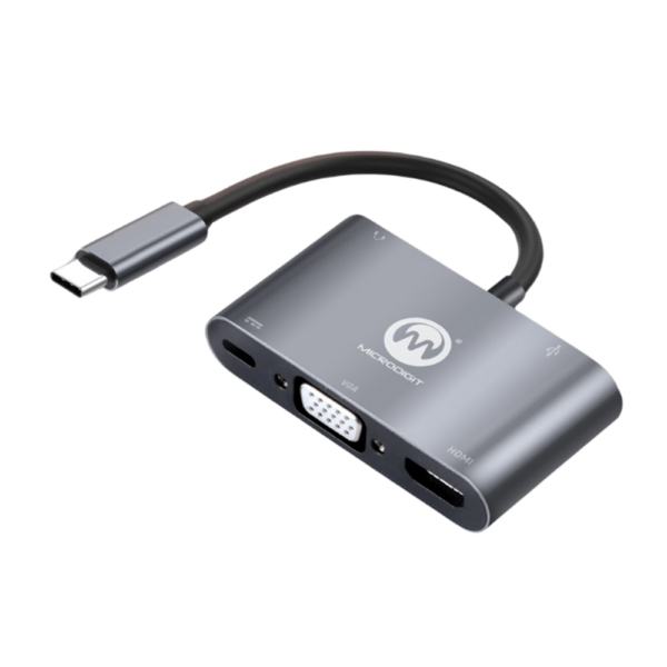 MicroDigit MR355TA USB-C 5in1 Hub Multi Port Adapter (HDMI, VGA, USB, AUX, Type-C PD)